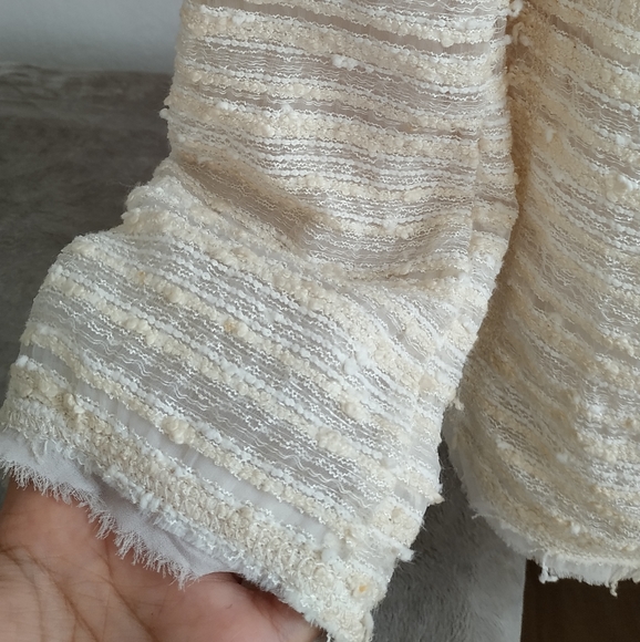 Zara Fantasy Cream Boucle Tweed Open Front Blazer - Picture 11 of 12